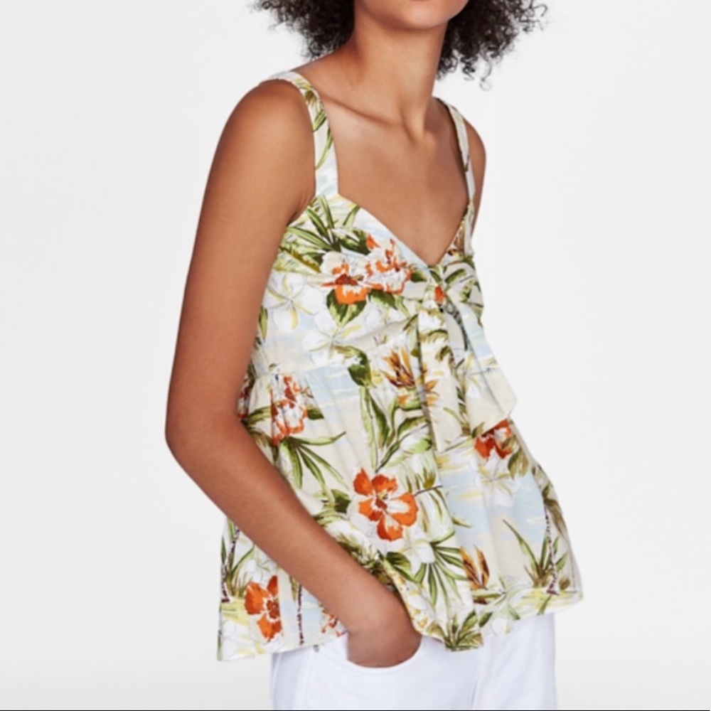 ZARA Palm Tree Print Top